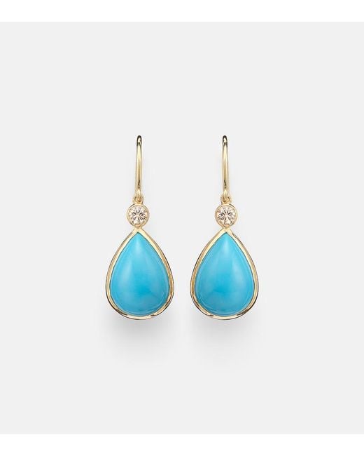 Ileana Makri Blue 14Kt Drop Earrings With And Diamonds