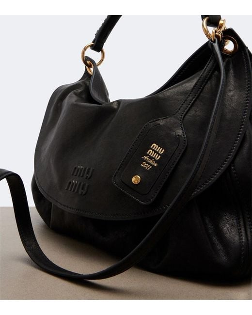 Miu Miu Black Rendez‑Vous Leather Top-Handle Bag