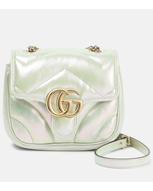 Gucci White GG Marmont Mini Leather Shoulder Bag