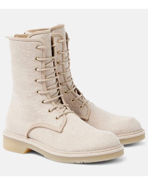 Max Mara Natural Schnuerstiefel Bakerzip Mit Veloursleder