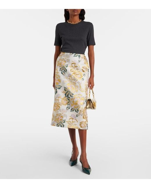 Carolina Herrera Metallic Midirock Aus Jacquard
