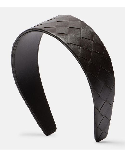 Bottega Veneta Black Intrecciato Leather Headband