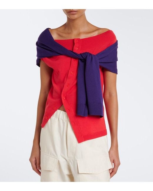 J.W. Anderson Layered Off-Shoulder Wool Top