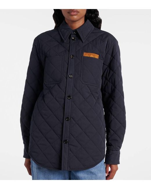 Bottega Veneta Blue Hemdjacke Aus Einem Baumwollgemisch