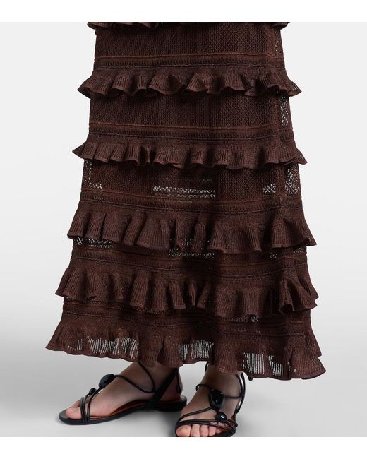 Zimmermann Brown Hypnotic Ruffled Maxi Skirt