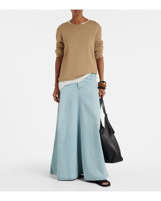 Agolde Blue Odin Mid-Rise Denim Maxi Skirt