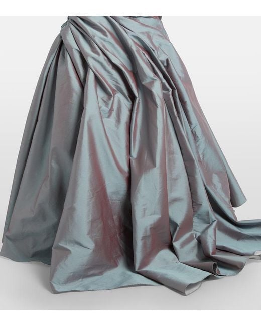 Marmar Halim Blue Asymmetric Ruched Gown