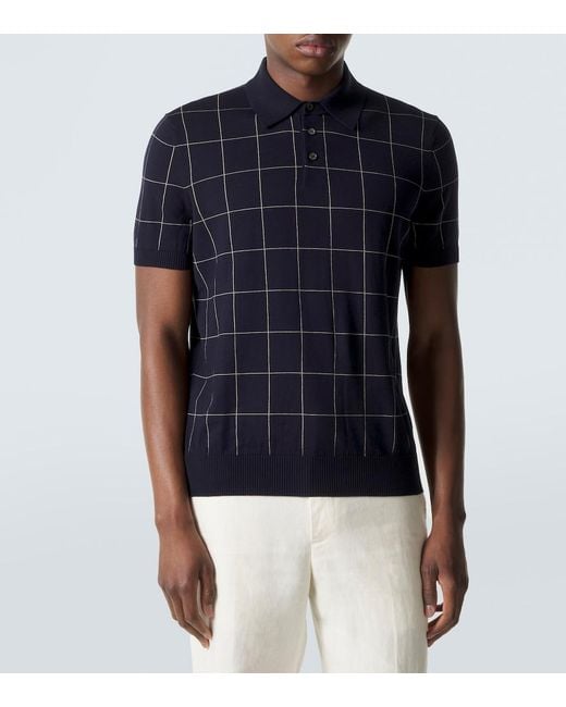 Dunhill Blue Colorblocked Cotton And Silk Sweater for men