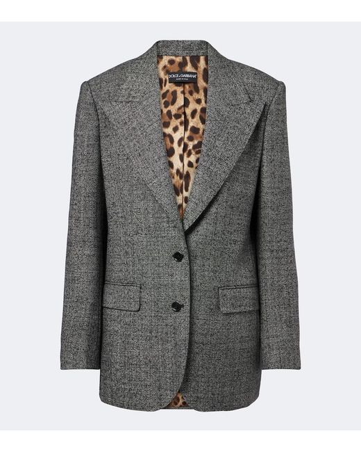 Dolce & Gabbana Gray Virgin Wool Tweed Blazer