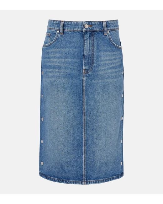 Stella McCartney Blue Mid-Rise Denim Pencil Skirt