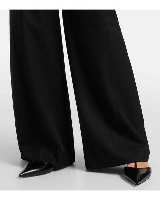 Victoria Beckham Black Side Panel Wool-Blend Wide-Leg Pants
