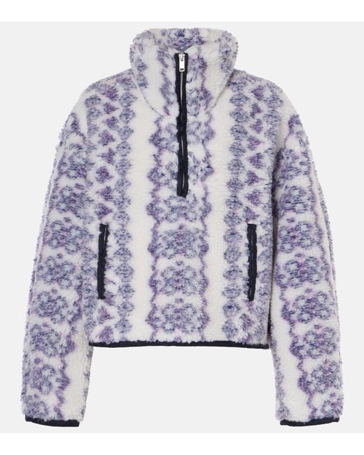 Isabel Marant Blue Marie Printed Teddy Half-Zip Sweater