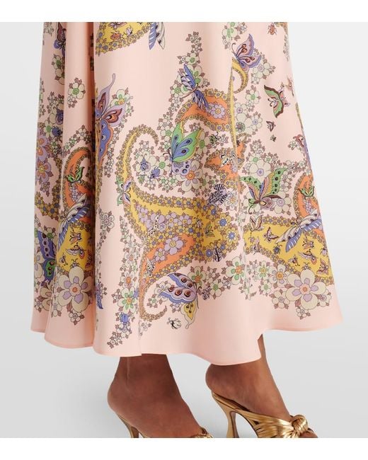Etro Pink Maxirock Aus Crepe De Chine Aus Seide