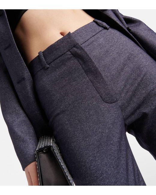 Magda Butrym Gray High-rise Wool And Cotton Cropped Pants