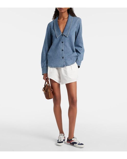 FRAME Blue Low Collar Denim Shirt