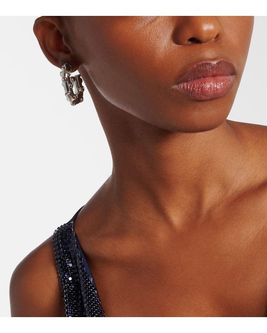 Rabanne White Crystal-Embellished Hoop Earrings