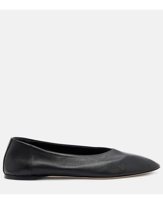 Totême Black Leather Ballet Flats