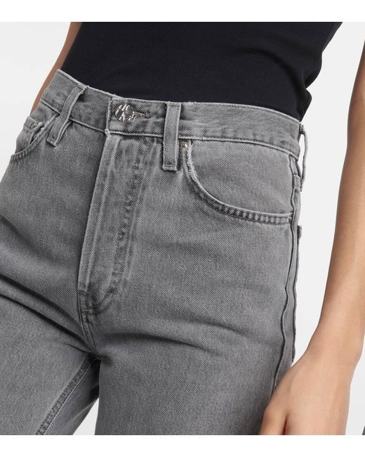 Totême  Gray High-Rise Straight Jeans