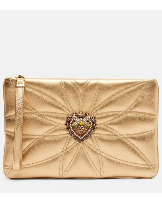Dolce & Gabbana Natural Devotion Mini Metallic Leather Pouch