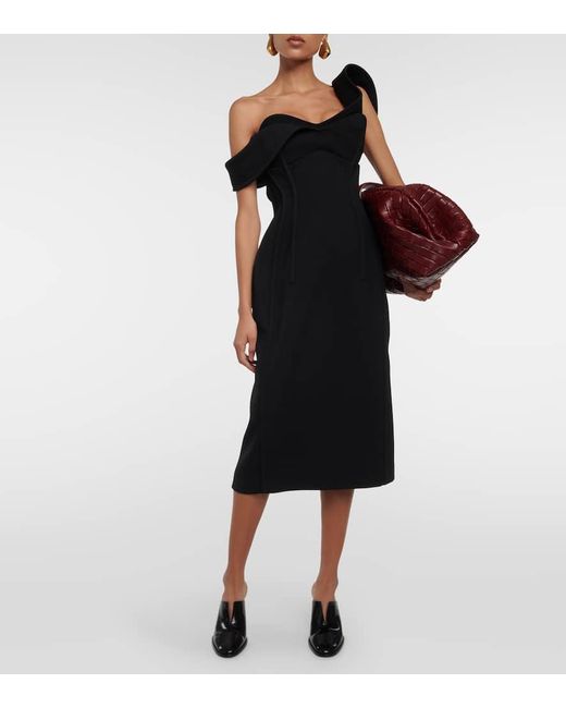 Vestido bustier asimetrico de lana Bottega Veneta de color Black