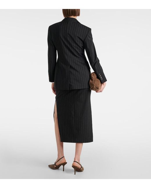 Brunello Cucinelli Black Pinstripe-Pattern Blazer