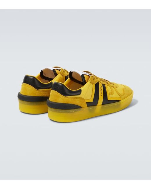 Lanvin Yellow Clay Leather-Trimmed Sneakers for men