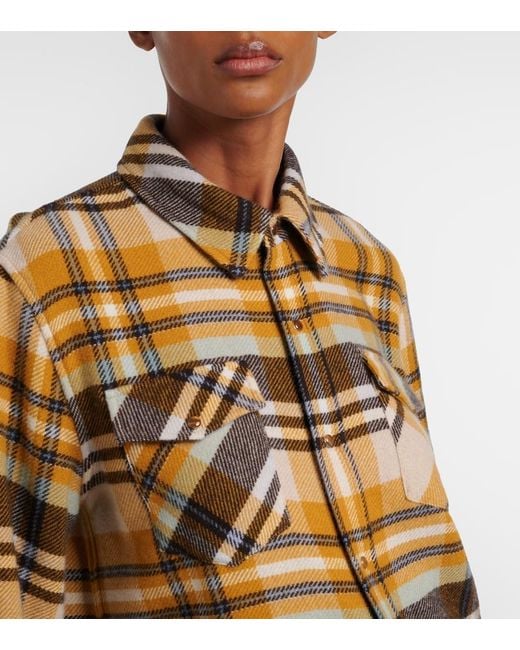 God's True Cashmere Metallic Abundance Tartan Cashmere Shirt With Tiger's Eye