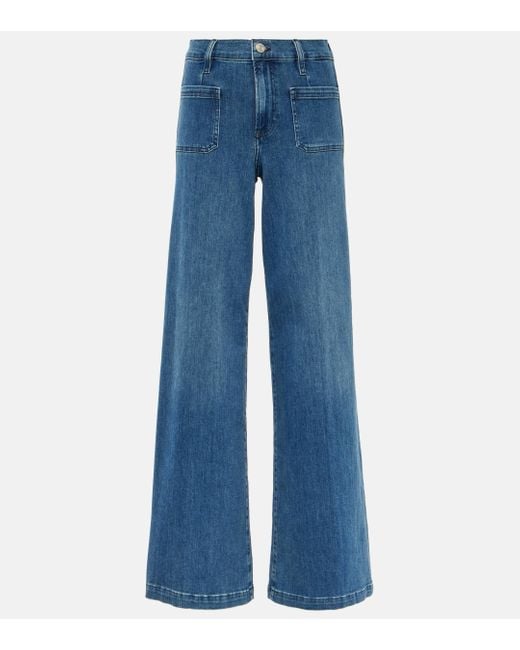 FRAME Blue High-rise Flared Jeans