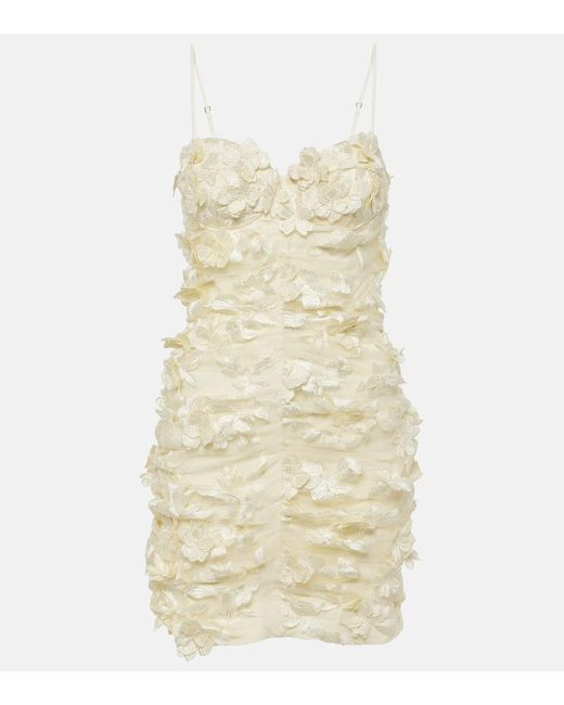 ROTATE BIRGER CHRISTENSEN Natural Bridal Flora Embroidered Minidress