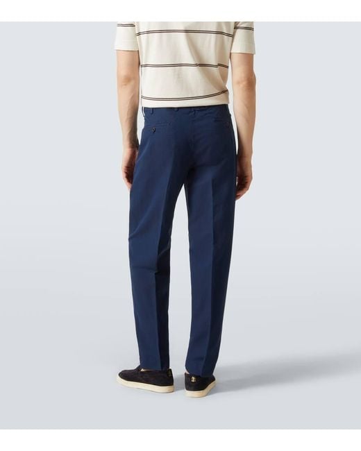 Slowear Blue Linen And Cotton Chinos for men