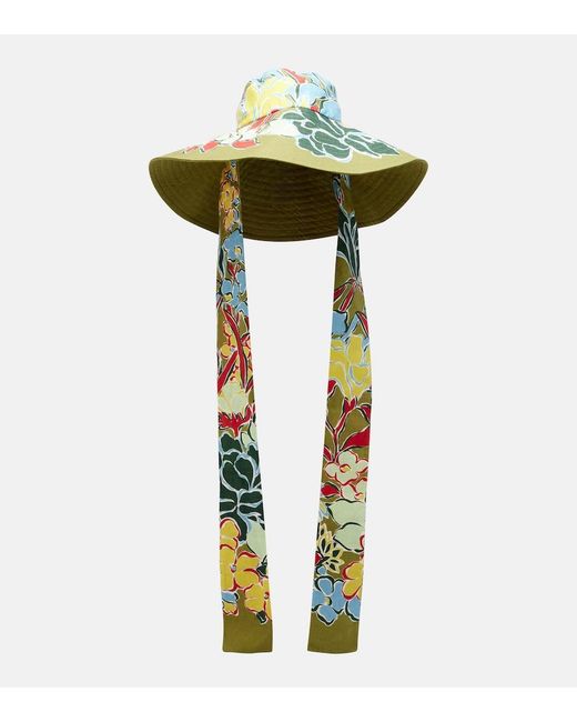ALÉMAIS Green Solstice Floral Cotton Sun Hat