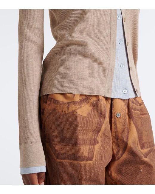 Acne Natural Layered Silk And Wool Cardigan