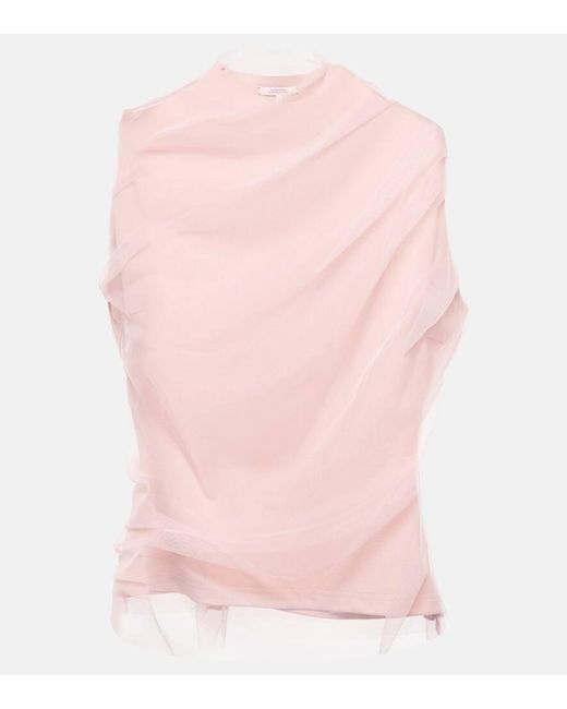 Dorothee Schumacher Pink Draped Tulle Top