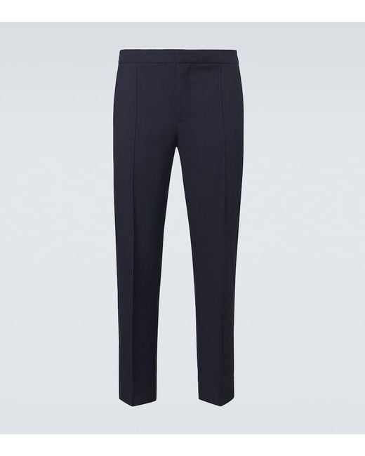 Zegna Blue Wool Canvas Straight Pants for men