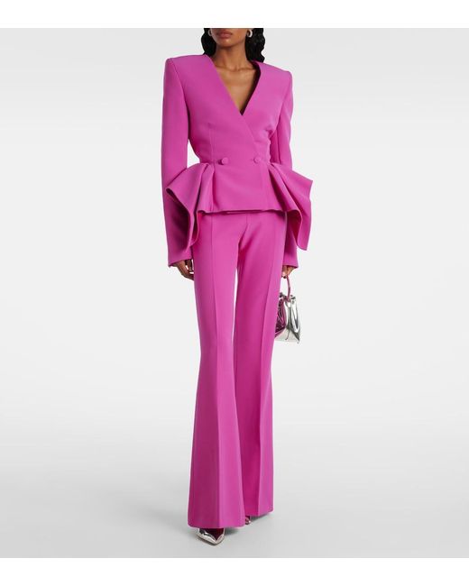 Safiyaa Pink High-Waisted Flared Pants