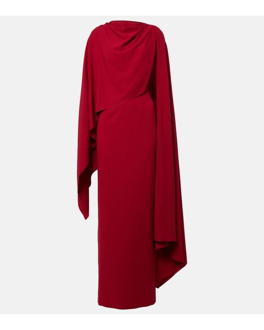 Roksanda Red Demetria Caped Crepe Gown