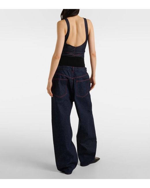 Alaïa Blue Low-Rise Wide-Leg Jeans