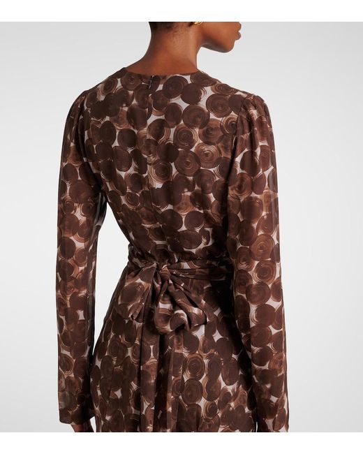 Dries Van Noten Brown Printed Silk Gown