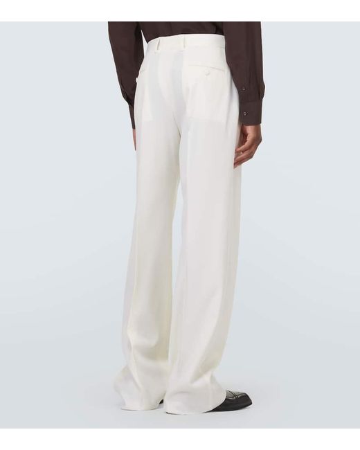 Pantaloni regular in lana di Dolce & Gabbana in White da Uomo