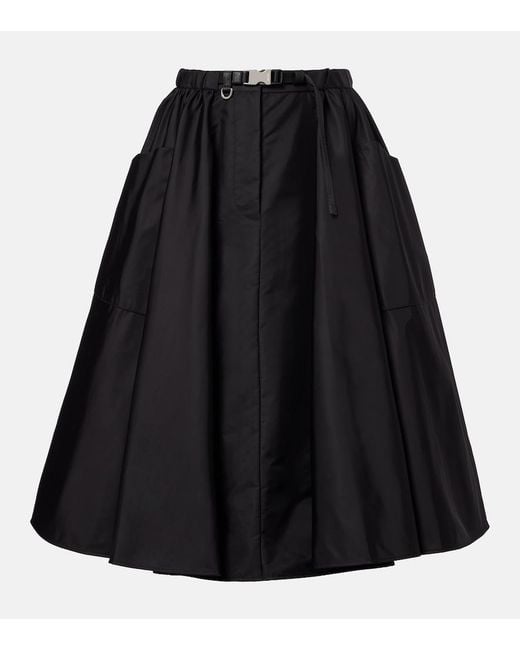 Prada Black Re-Nylon Belted Midi Skirt