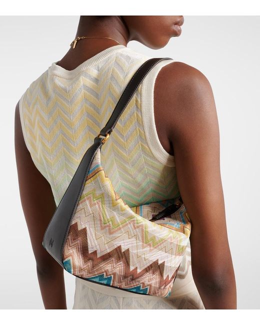Missoni Metallic Soft Zigzag Leather-Trimmed Shoulder Bag