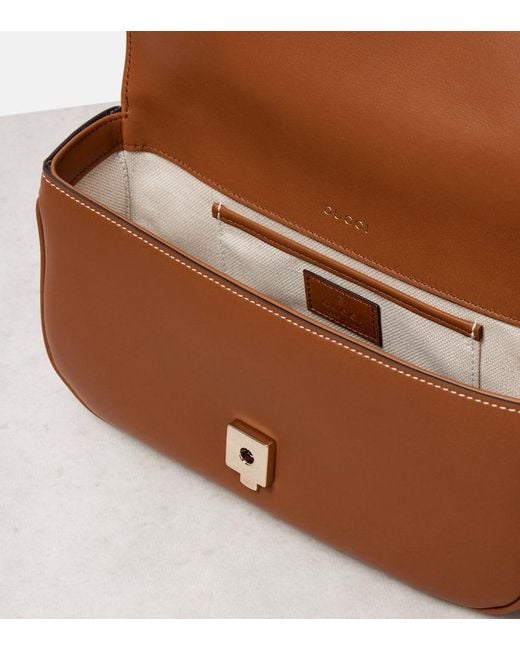 Gucci Brown Horsebit 1955 Soft Small Leather Tote Bag