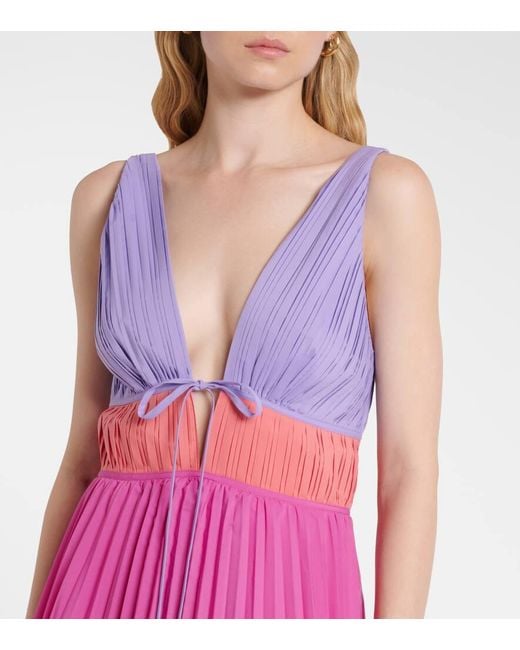 Jonathan Simkhai Pink Stephanie Pleated Poplin Midi Dress