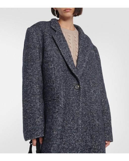Christopher Esber Blue Herringbone Coat