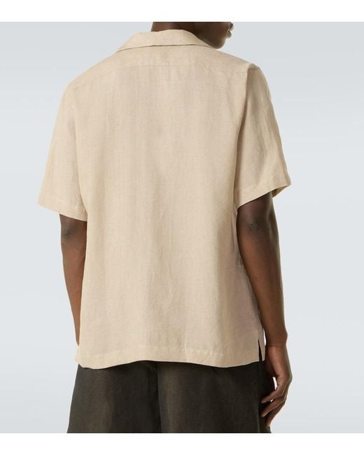 Lardini Natural Linen Bowling Shirt for men