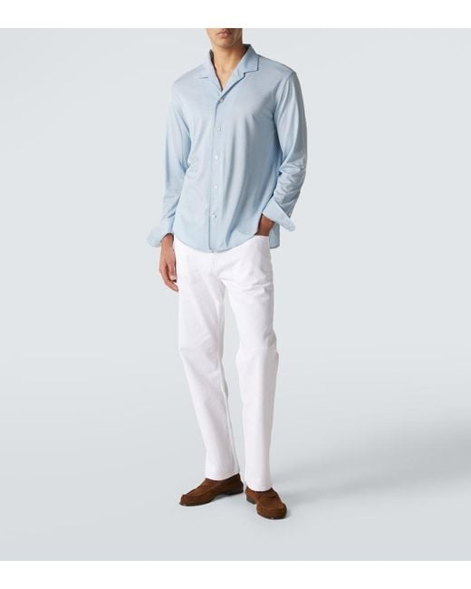 Umit Benan Blue Franco Silk Shirt for men