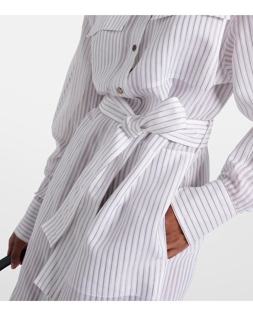 Brunello Cucinelli White Striped Shirt Dress