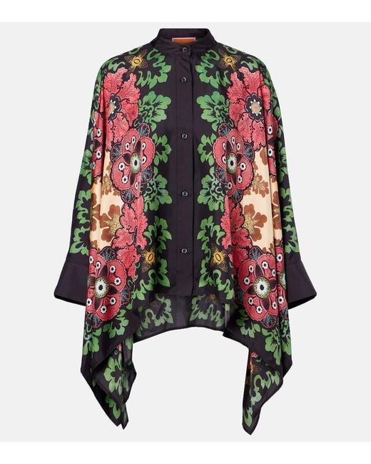 LaDoubleJ Red Foulard Printed Silk Twill Shirt