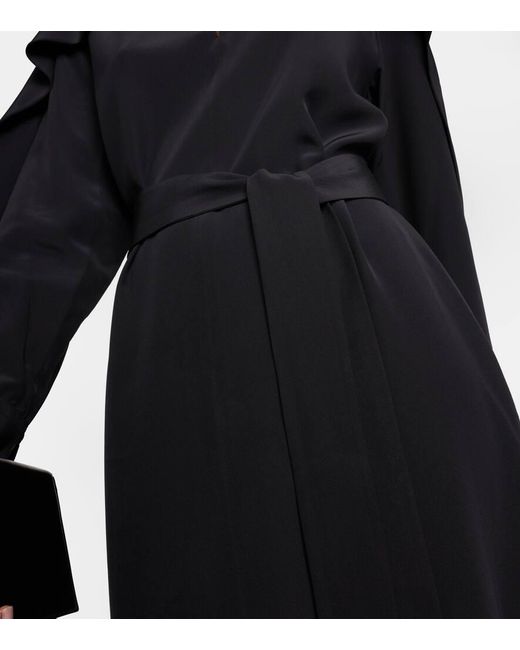 Joseph Black Danville Silk Crepe De Chine Midi Dress