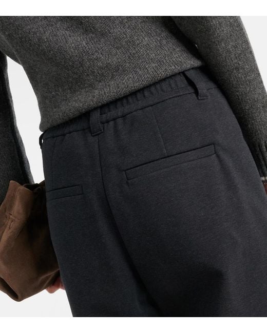 Brunello Cucinelli Blue Pleated Cotton-Blend Jersey Sweatpants